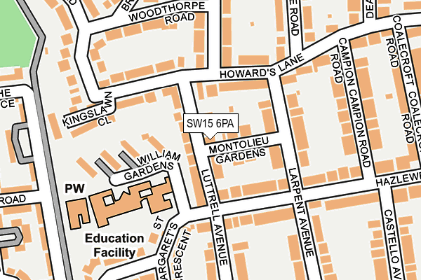 SW15 6PA map - OS OpenMap – Local (Ordnance Survey)