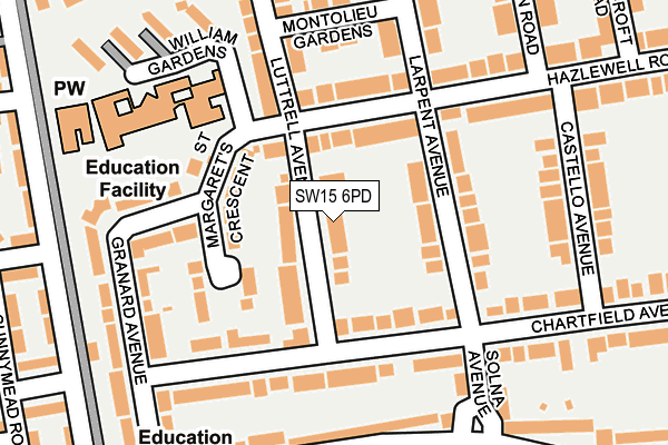 SW15 6PD map - OS OpenMap – Local (Ordnance Survey)