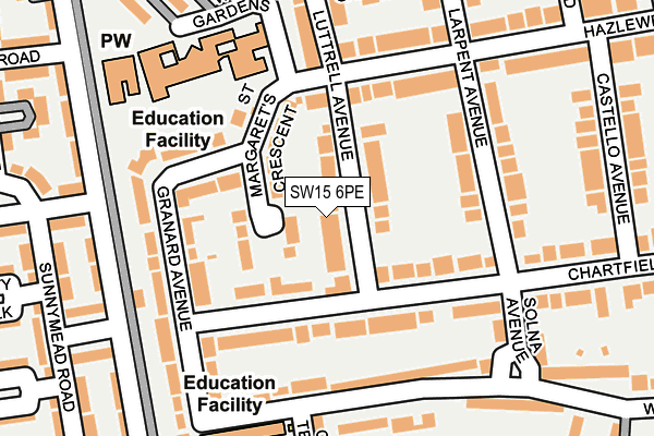 SW15 6PE map - OS OpenMap – Local (Ordnance Survey)