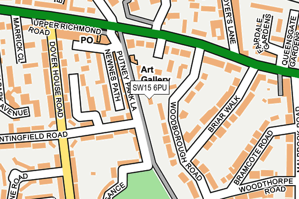 SW15 6PU map - OS OpenMap – Local (Ordnance Survey)