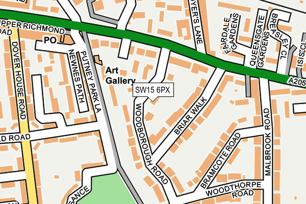 SW15 6PX map - OS OpenMap – Local (Ordnance Survey)