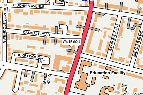 SW15 6QU map - OS OpenMap – Local (Ordnance Survey)