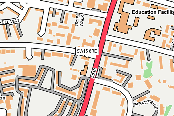 SW15 6RE map - OS OpenMap – Local (Ordnance Survey)