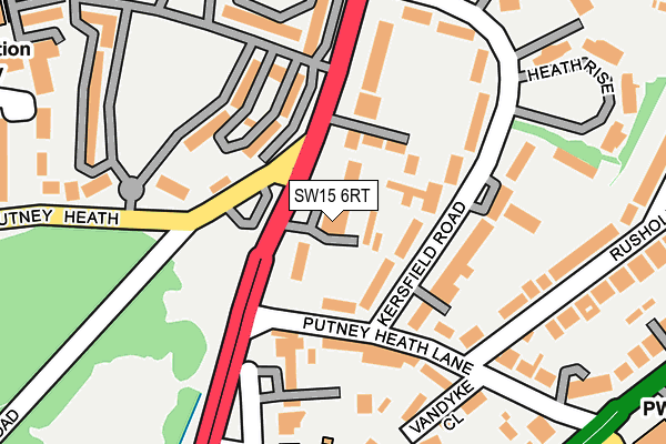 SW15 6RT map - OS OpenMap – Local (Ordnance Survey)