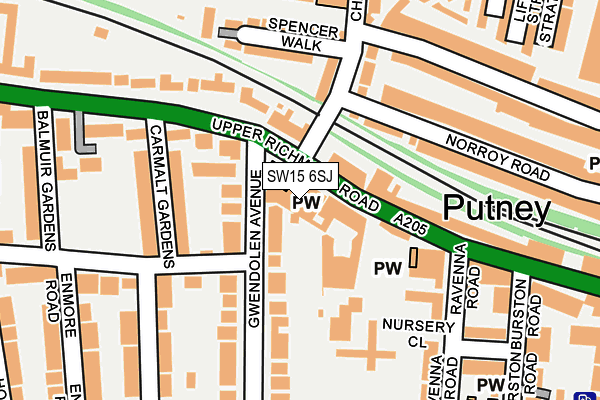 SW15 6SJ map - OS OpenMap – Local (Ordnance Survey)