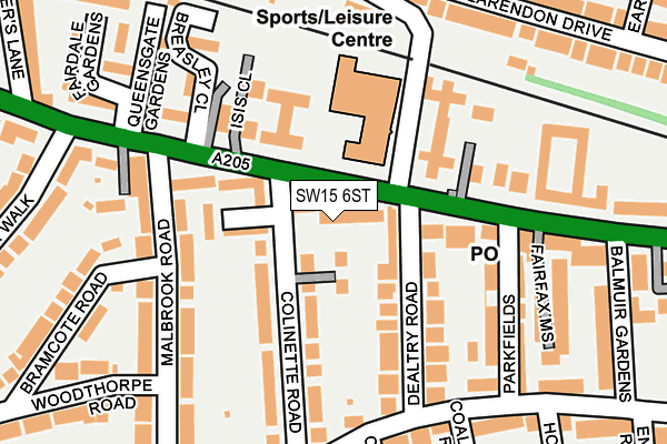 SW15 6ST map - OS OpenMap – Local (Ordnance Survey)