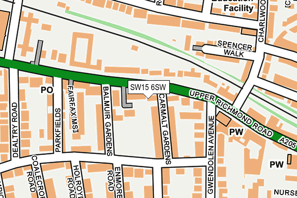SW15 6SW map - OS OpenMap – Local (Ordnance Survey)