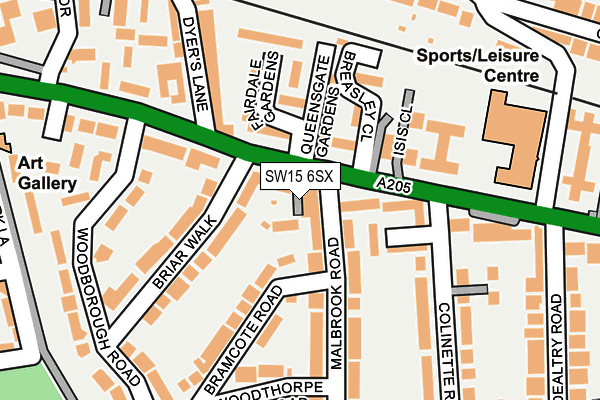 SW15 6SX map - OS OpenMap – Local (Ordnance Survey)