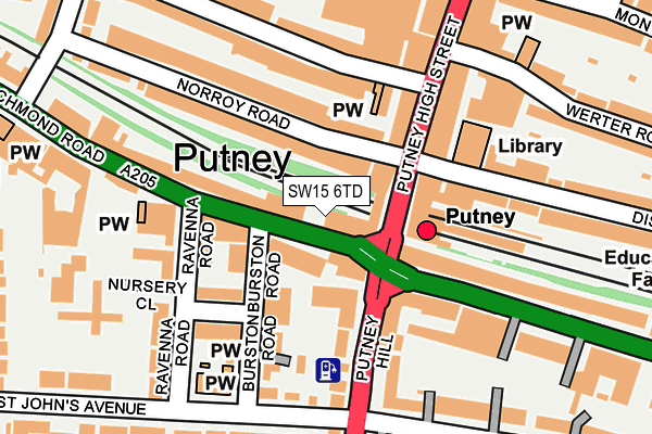 SW15 6TD map - OS OpenMap – Local (Ordnance Survey)