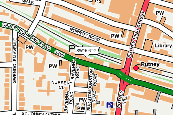 SW15 6TG map - OS OpenMap – Local (Ordnance Survey)