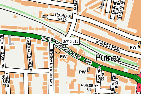 SW15 6TJ map - OS OpenMap – Local (Ordnance Survey)
