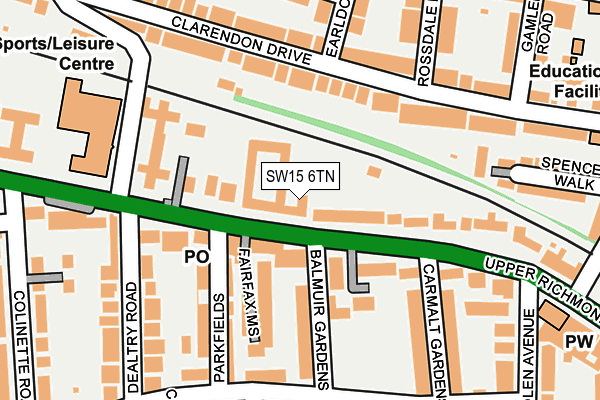 SW15 6TN map - OS OpenMap – Local (Ordnance Survey)