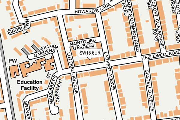 SW15 6UR map - OS OpenMap – Local (Ordnance Survey)