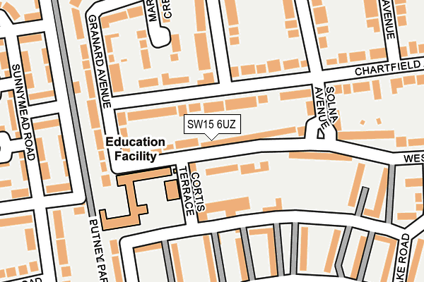 SW15 6UZ map - OS OpenMap – Local (Ordnance Survey)