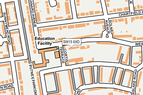 SW15 6XD map - OS OpenMap – Local (Ordnance Survey)