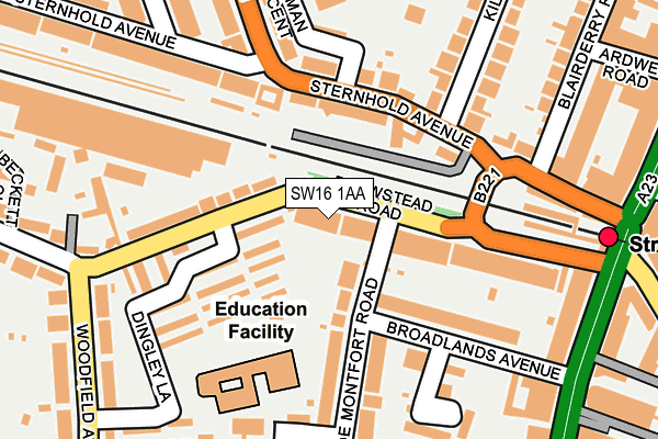 SW16 1AA map - OS OpenMap – Local (Ordnance Survey)