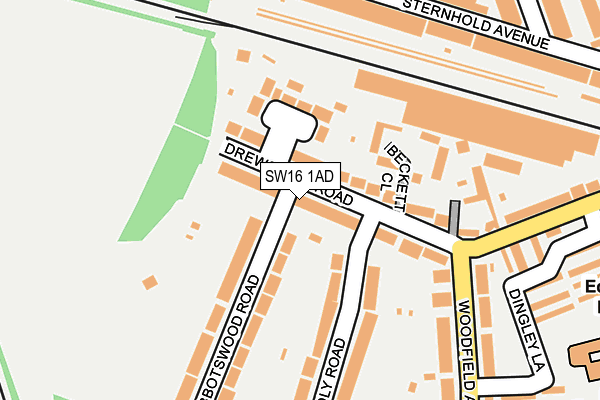 SW16 1AD map - OS OpenMap – Local (Ordnance Survey)