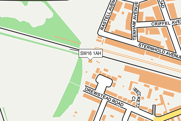 SW16 1AH map - OS OpenMap – Local (Ordnance Survey)