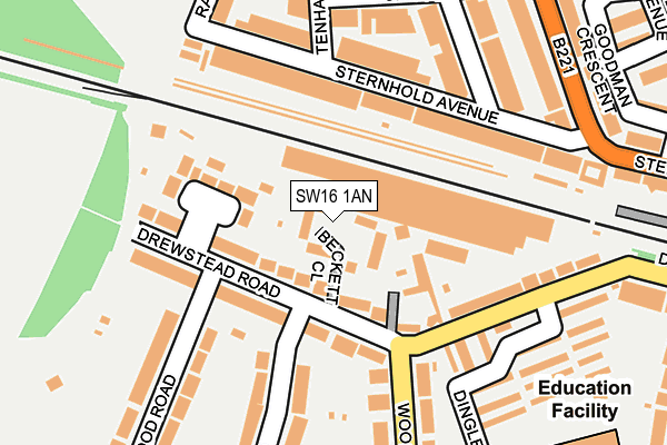 SW16 1AN map - OS OpenMap – Local (Ordnance Survey)