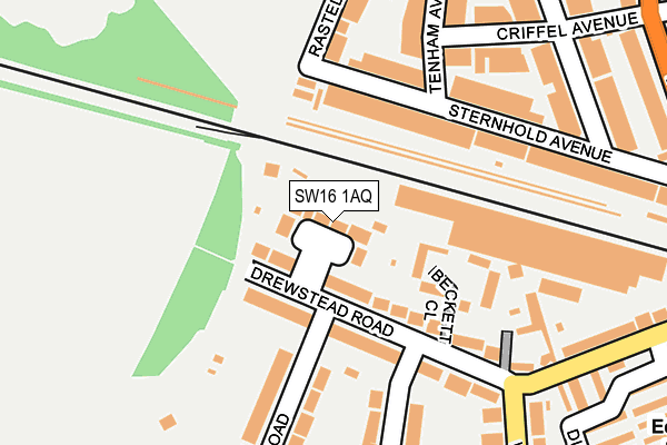 SW16 1AQ map - OS OpenMap – Local (Ordnance Survey)