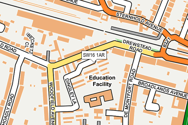 SW16 1AR map - OS OpenMap – Local (Ordnance Survey)