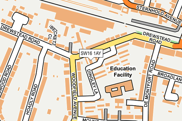 SW16 1AY map - OS OpenMap – Local (Ordnance Survey)