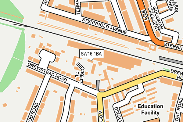 SW16 1BA map - OS OpenMap – Local (Ordnance Survey)