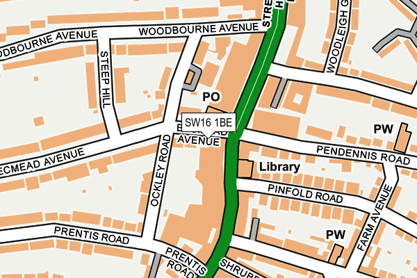 SW16 1BE map - OS OpenMap – Local (Ordnance Survey)