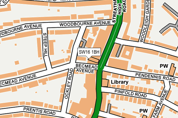SW16 1BH map - OS OpenMap – Local (Ordnance Survey)