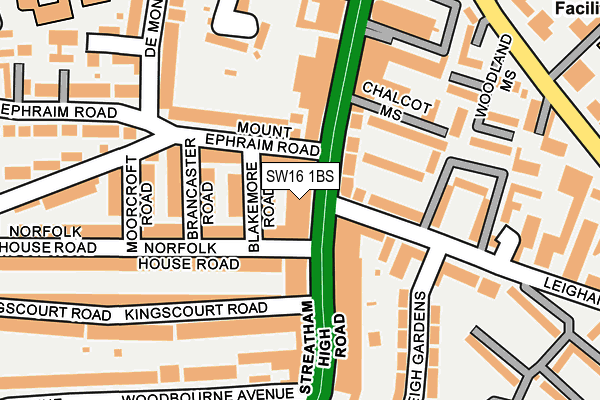 SW16 1BS map - OS OpenMap – Local (Ordnance Survey)