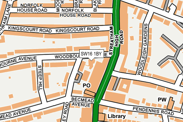 SW16 1BY map - OS OpenMap – Local (Ordnance Survey)