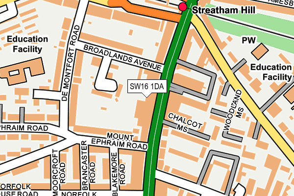 SW16 1DA map - OS OpenMap – Local (Ordnance Survey)