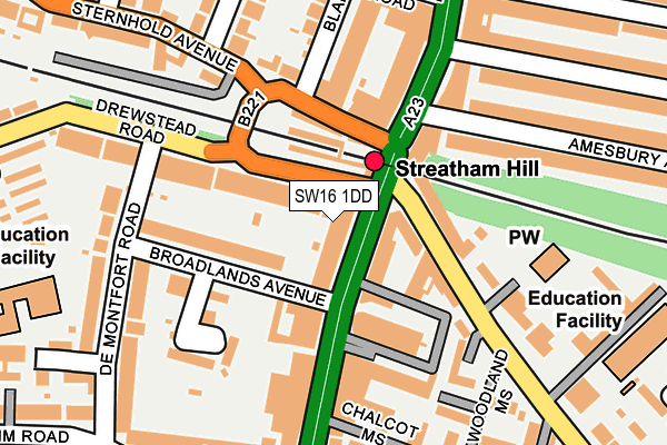 SW16 1DD map - OS OpenMap – Local (Ordnance Survey)