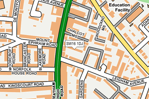 SW16 1DJ map - OS OpenMap – Local (Ordnance Survey)