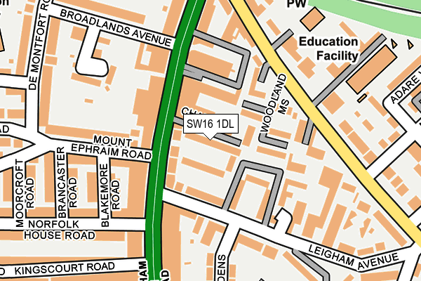 SW16 1DL map - OS OpenMap – Local (Ordnance Survey)