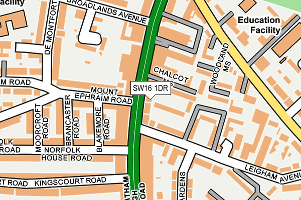 SW16 1DR map - OS OpenMap – Local (Ordnance Survey)