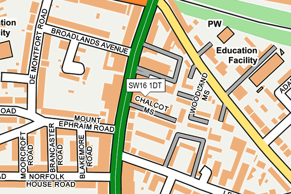 SW16 1DT map - OS OpenMap – Local (Ordnance Survey)