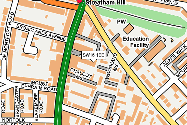 SW16 1EE map - OS OpenMap – Local (Ordnance Survey)