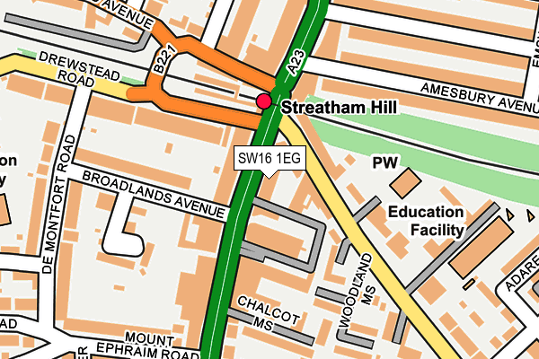 SW16 1EG map - OS OpenMap – Local (Ordnance Survey)