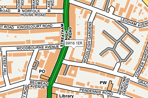 SW16 1ER map - OS OpenMap – Local (Ordnance Survey)