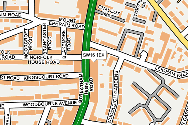 SW16 1EX map - OS OpenMap – Local (Ordnance Survey)