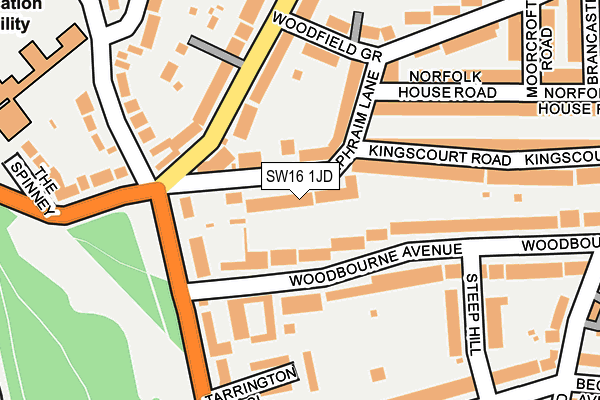 SW16 1JD map - OS OpenMap – Local (Ordnance Survey)