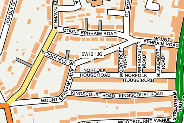 SW16 1JG map - OS OpenMap – Local (Ordnance Survey)