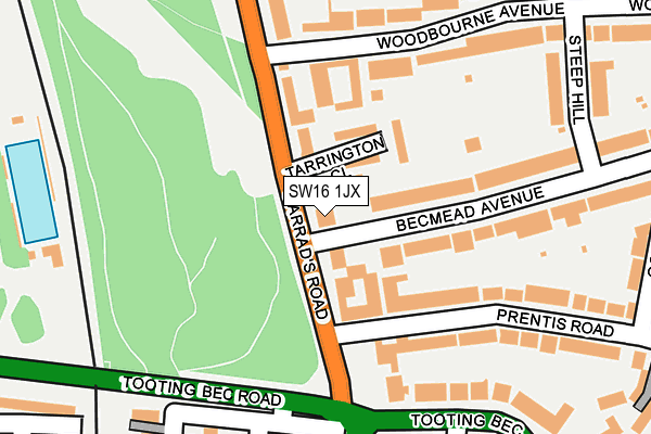 SW16 1JX map - OS OpenMap – Local (Ordnance Survey)