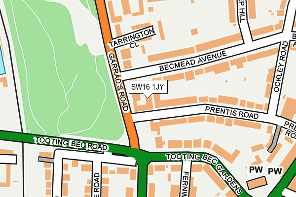 SW16 1JY map - OS OpenMap – Local (Ordnance Survey)