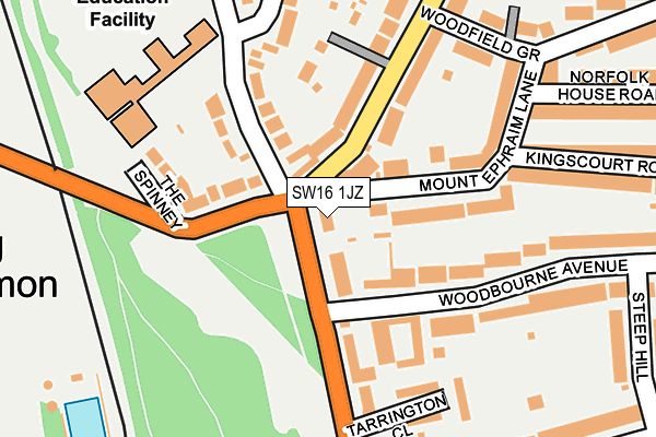 SW16 1JZ map - OS OpenMap – Local (Ordnance Survey)