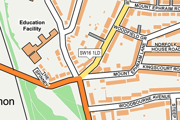 SW16 1LD map - OS OpenMap – Local (Ordnance Survey)