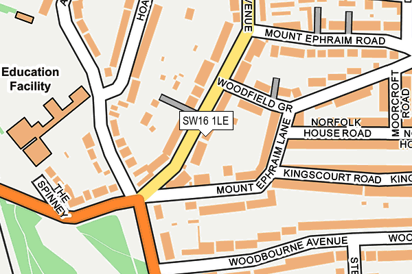 SW16 1LE map - OS OpenMap – Local (Ordnance Survey)