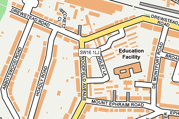 SW16 1LJ map - OS OpenMap – Local (Ordnance Survey)