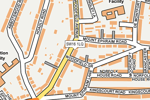 SW16 1LQ map - OS OpenMap – Local (Ordnance Survey)